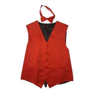 Mens Formal Vest & Bow Tie Red